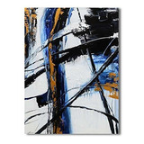 Yihui Arts Pintura Al Óleo Azul Abstracta En Blanco Y Negro 