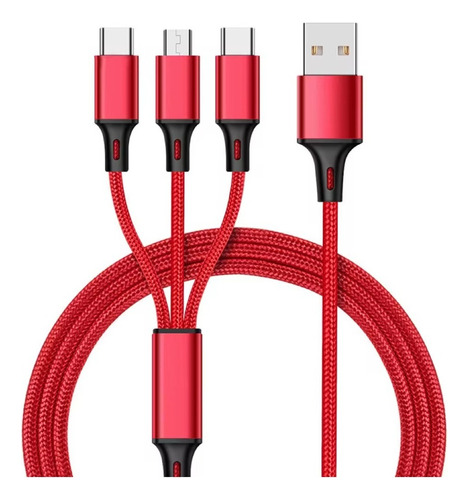 Cable Cargador Usb 3 En 1 Tipo-c / Micro Usb /para Lightning