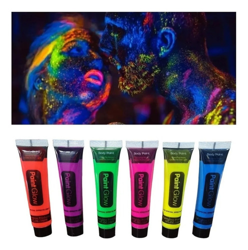 Pack X 12  Pinturas Fluorescentes Cuerpo Fiesta Flúor 25 Ml