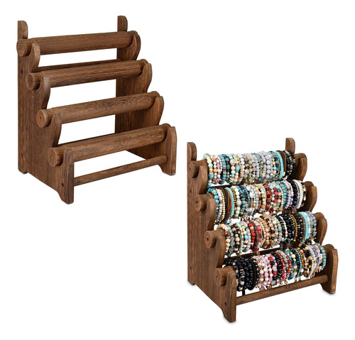 Soporte Organizador De Pulseras 2 Piezas Madera Antigua 30 X