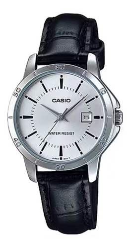 Reloj Casio Dama Ltp-v004l,gl Piel Relojesymas Color Del Fondo Plateado