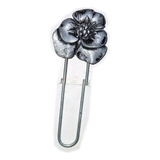 Clip Aprieta Papel Marcador De Hojas Flor Metal Plateado 9cm