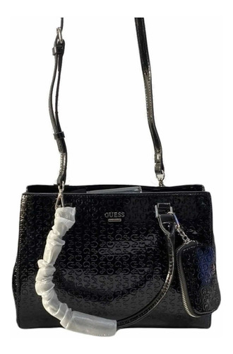 Bolso Satchel Guess Con Monedero Negro