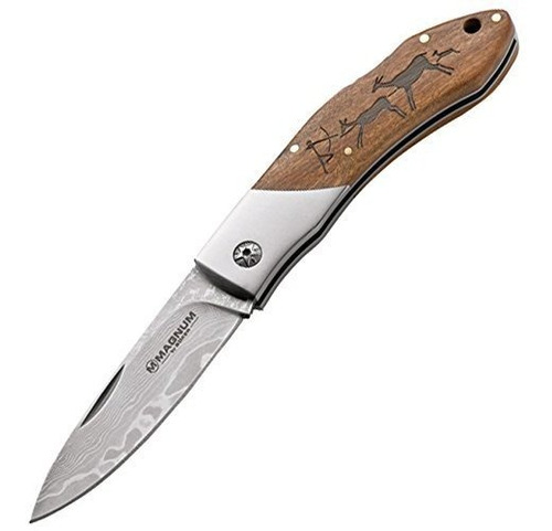 Boker Magnum 01ry818dam Caveman Damasco Navaja Con 3 1/4 en.