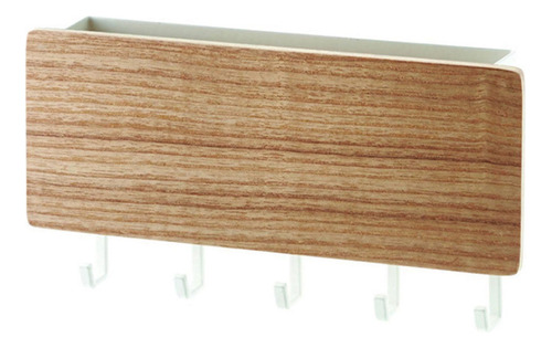 Organizador De Pared De Madera Maciza Con 5 Ganchos