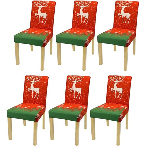 Pack De 6 Fundas De Silla Comedor Navideñas Elasticadas