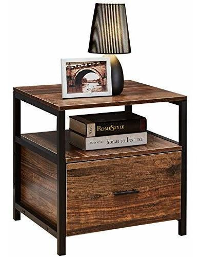 Mesita De Noche Rectangular Moderna De Madera Vecelo, Mesa A