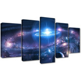 5 Cuadros Canvas Espacio Universo Galaxia 100x56