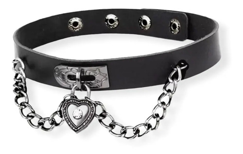 Collar Choker Candado Corazon Punk Gotico Dark Kawaii Loli