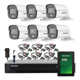 Kit 6 Camaras Hikvision 2mpx Colorvu Con Dvr 8ch Disco Ssd