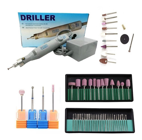 Torno De Mano Manicuria Driller Egeo Drill + Set De Fresas