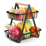 Cesta De Metal Frutas,verduras Multiuso 2 Niveles Estante M