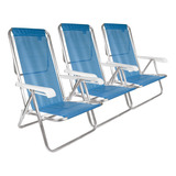 Reposera Sillón Playa X 3 Camping 8 Pos. Aluminio Sannet Mor