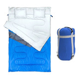 Sleeping Bag Doble Saco De Dormir Ntk Kuple Con Almohadas Color Azul