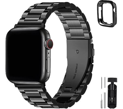 Malla Y Funda P/ Apple Watch 38/40/41mm S-8/7/6/5/4/3 Negro 