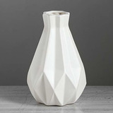Aevvv White Ceramic Vase Geometric Ornament Flower Pot Art C