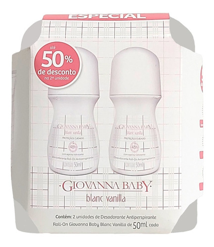 Kit Giovanna Baby Desodorante Rolll On Vanilla 50ml - 2un