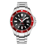 Reloj Para Hombre Cuarzo Aquadiver Depthmaster 3950a.4 42mm Color De La Correa Acero Inoxidable Color Del Bisel Rojo