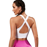 Crop Top Deportivo Con Cremallera - Copa Removible - Blanco