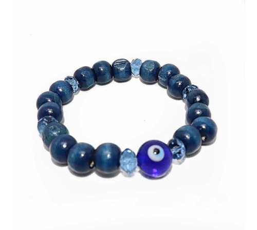 Pulsera Ojo Turco Vidrio Pelota Grandes Madera Piedra Faceta