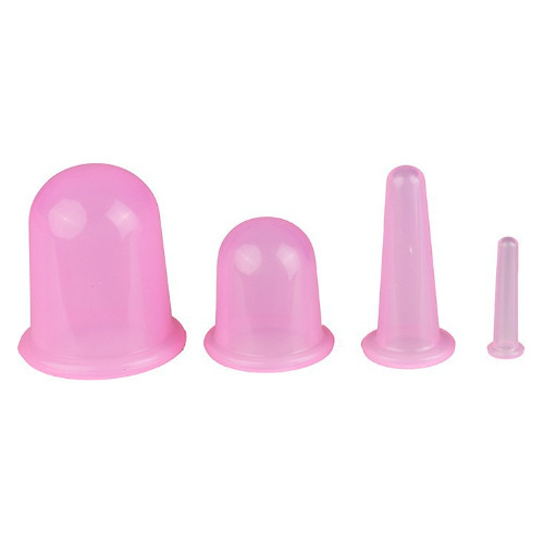 Copo De Vácuo De Massagem Facial De Silicone De 4 Peças