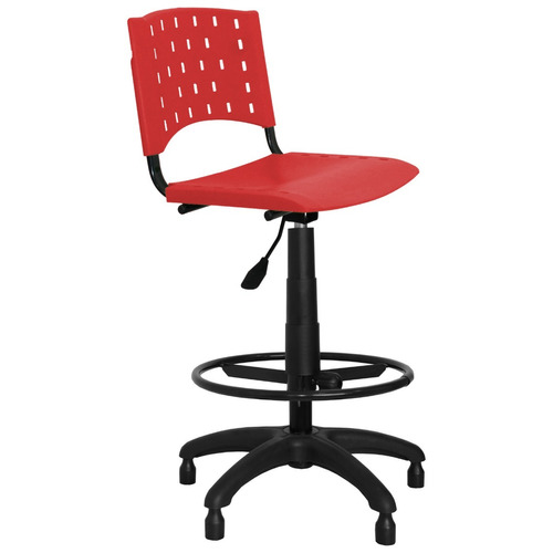 Cadeira Caixa Alta Plástica Secretária Portaria Vermelha