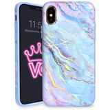 Funda Para iPhone X/xs, Rosa/azul/marmol/resistente