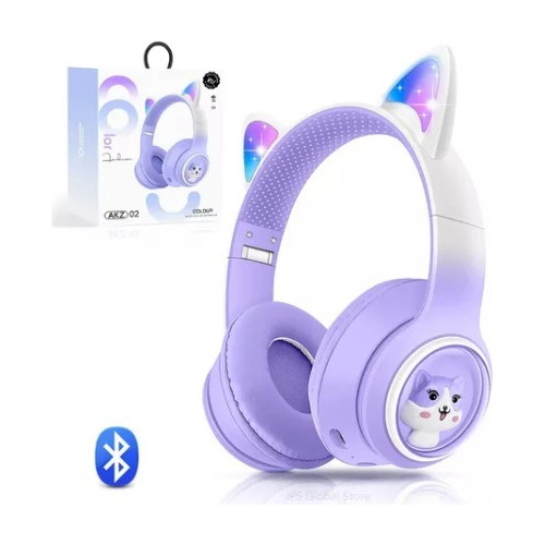 Audífonos Diadema De Gato Inalámbricos Bluetooth Con Luz Led