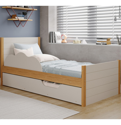 Bicama Infantil Elza Cimol 100% Mdf Bibox Cama Auxiliar Bran