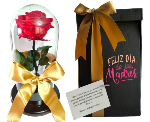 Rosa Preservada + Caja Sorpresa + Tarjeta Día De La Madre