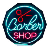 Cartel Barbería Barber Shop Para Interior En Neón Led