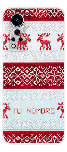 Funda Para Zte Ugly Sweater Navideño Rojo Con Tu Nombre