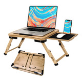 Escritorio Plegable Laptop Con Bandeja De Bambú Ajustable Es