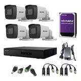 Kit Seguridad Hikvision Dvr 4ch + 1tb + 4 Camaras Full 1080p