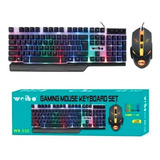 Combo Teclado Y Mouse Gamer Wb 550 Luces Cable 150cm