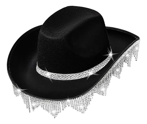 Sombrero De Vaquero Con Borlas De Diamantes De Negro