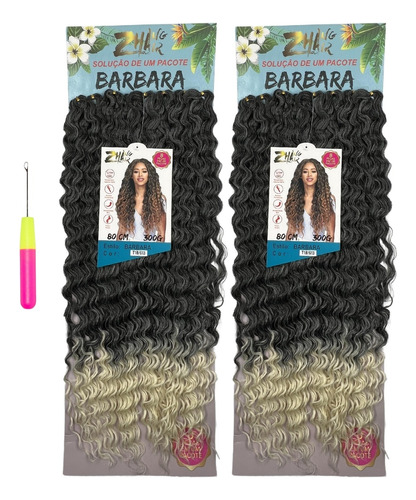 Kit 2 Cabelo Cacheado Orgânico Barbara 80cm Crochet + Agulha