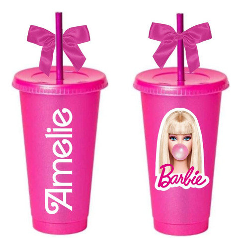 Vaso Liberty Con Popote 24oz Barbie 35 Piezas Personalizados