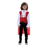 Roupa Halloween Infantil Menino Vampiro Drácula C/ Capa Jabo