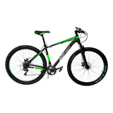 Bicicleta Mtb Overtech R29 Acero 21v Freno A Disco Pp Color Negro/verde/blanco Tamaño Del Cuadro M