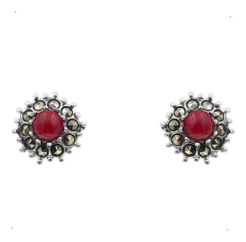 Aretes Flor Coral Marquesita Plata 925 Con Envio