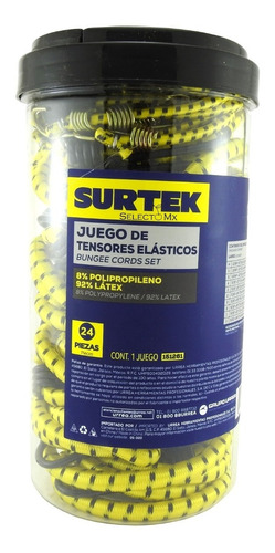 Kit De 24 Tensores Elásticos P/ Carga Surtek® Varias Medidas