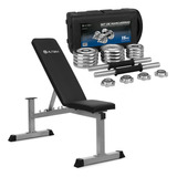 Set De Pesas Mancuernas Discos Banco Maletin Gym 15kg/33lb