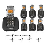 Kit Telefone S/ Fio Ts 5120 + 6 Ramais Ts5121 + 7 Fones Hc10