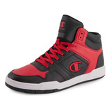 Tenis Casual Champion Tipo Bota Rojo Y Negro