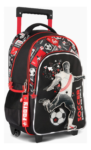 Mochila Carro 18 PuLG Footy Escolar Luz Led Equipos Futbol