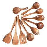 A * Utensilios De Madera For Cocinar Juego De 10 Piezas