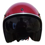 Casco Moto Red Gloss Chopper 3/4 Lente Certificado Dot 