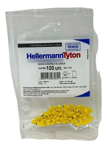 Anilha Cabo 0,3-1,3mm² Mhg1/3 Hellermann Número 4 Amarelo