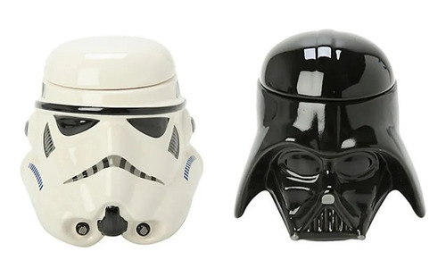 Combro Taza Storm Trooper & Darth Vader Con Tapa Star Wars